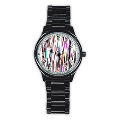 Randomized Colors Background Wallpaper Stainless Steel Round Watch by Nexatart