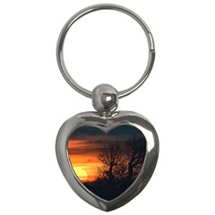 Sunset At Nature Landscape Key Chains (heart) 