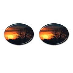 Sunset At Nature Landscape Cufflinks (oval) by dflcprints