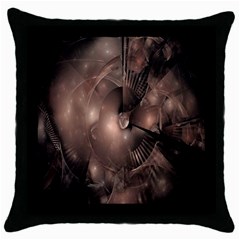 A Fractal Image In Shades Of Brown Throw Pillow Case (black) by Nexatart