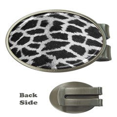 Black And White Giraffe Skin Pattern Money Clips (oval)  by Nexatart