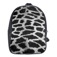 Black And White Giraffe Skin Pattern School Bags(large)  by Nexatart