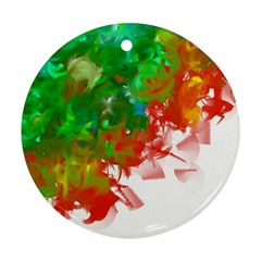 Digitally Painted Messy Paint Background Textur Round Ornament (two Sides)