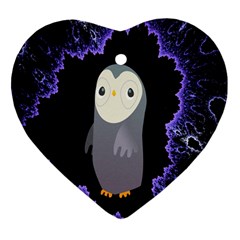 Fractal Image With Penguin Drawing Heart Ornament (two Sides) by Nexatart