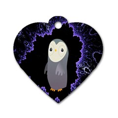 Fractal Image With Penguin Drawing Dog Tag Heart (two Sides)
