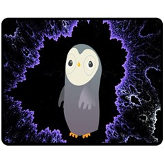 Fractal Image With Penguin Drawing Double Sided Fleece Blanket (medium) 