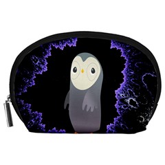 Fractal Image With Penguin Drawing Accessory Pouches (large)  by Nexatart