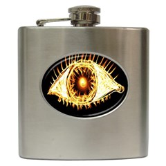 Flame Eye Burning Hot Eye Illustration Hip Flask (6 oz)