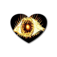 Flame Eye Burning Hot Eye Illustration Rubber Coaster (Heart) 