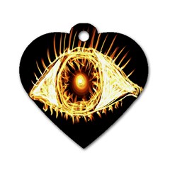 Flame Eye Burning Hot Eye Illustration Dog Tag Heart (One Side)