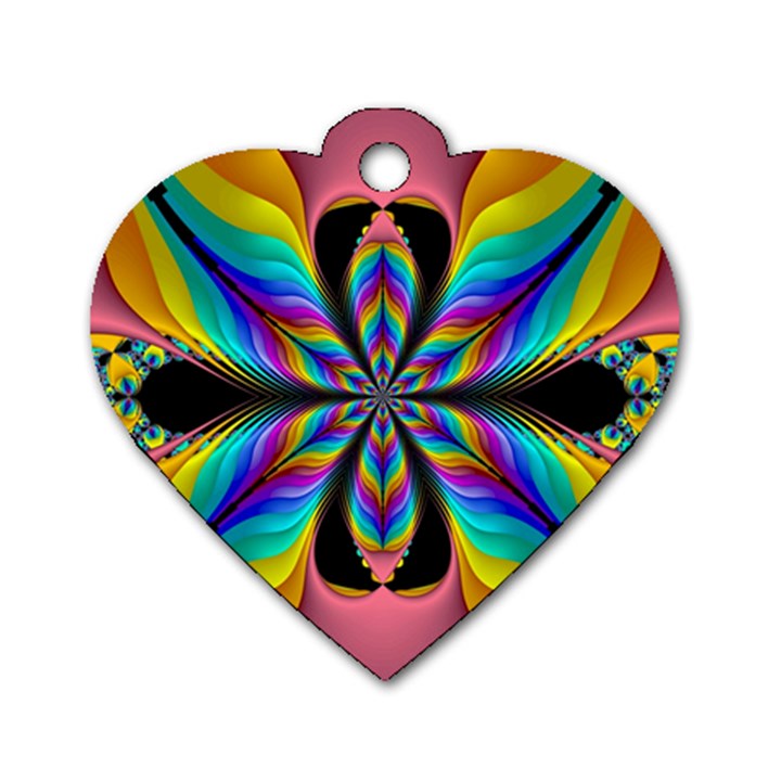 Fractal Butterfly Dog Tag Heart (One Side)