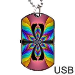 Fractal Butterfly Dog Tag Usb Flash (one Side) by Nexatart