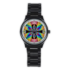 Fractal Butterfly Stainless Steel Round Watch by Nexatart