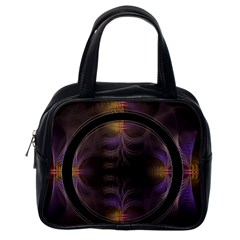 Wallpaper With Fractal Black Ring Classic Handbags (one Side)