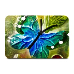 Blue Spotted Butterfly Art In Glass With White Spots Plate Mats by Nexatart