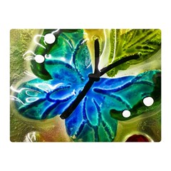 Blue Spotted Butterfly Art In Glass With White Spots Double Sided Flano Blanket (mini)  by Nexatart