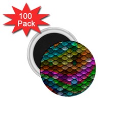 Fish Scales Pattern Background In Rainbow Colors Wallpaper 1 75  Magnets (100 Pack)  by Nexatart