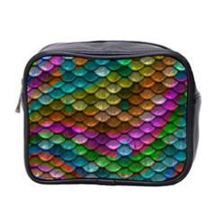 Fish Scales Pattern Background In Rainbow Colors Wallpaper Mini Toiletries Bag 2-side by Nexatart