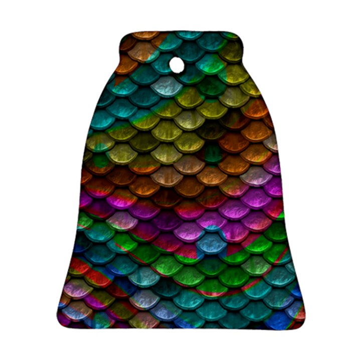 Fish Scales Pattern Background In Rainbow Colors Wallpaper Bell Ornament (Two Sides)