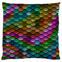 Fish Scales Pattern Background In Rainbow Colors Wallpaper Large Cushion Case (one Side)