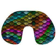 Fish Scales Pattern Background In Rainbow Colors Wallpaper Travel Neck Pillows