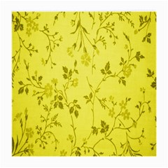 Flowery Yellow Fabric Medium Glasses Cloth (2-side) by Nexatart