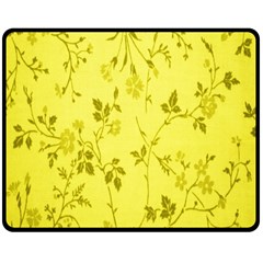 Flowery Yellow Fabric Double Sided Fleece Blanket (medium) 