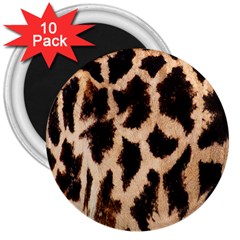 Giraffe Texture Yellow And Brown Spots On Giraffe Skin 3  Magnets (10 Pack)  by Nexatart