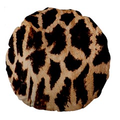 Giraffe Texture Yellow And Brown Spots On Giraffe Skin Large 18  Premium Round Cushions by Nexatart