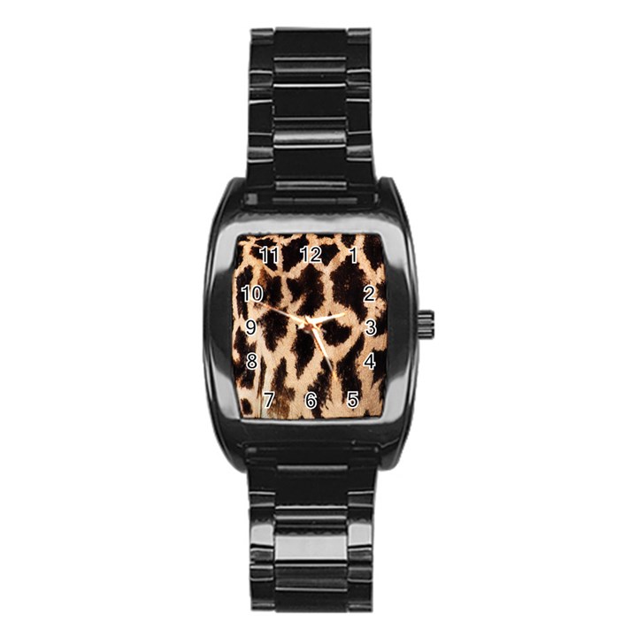 Giraffe Texture Yellow And Brown Spots On Giraffe Skin Stainless Steel Barrel Watch