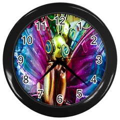 Magic Butterfly Art In Glass Wall Clocks (black) by Nexatart