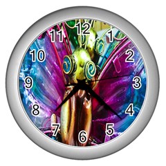 Magic Butterfly Art In Glass Wall Clocks (silver)  by Nexatart