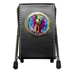 Magic Butterfly Art In Glass Pen Holder Desk Clocks by Nexatart