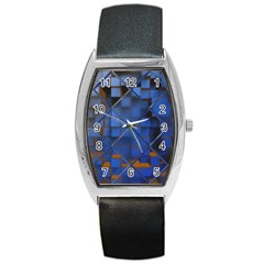 Glass Abstract Art Pattern Barrel Style Metal Watch