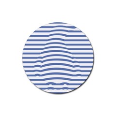 Animals Illusion Penguin Line Blue White Rubber Round Coaster (4 Pack) 