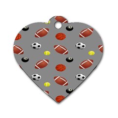 Balltiled Grey Ball Tennis Football Basketball Billiards Dog Tag Heart (two Sides) by Mariart