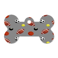 Balltiled Grey Ball Tennis Football Basketball Billiards Dog Tag Bone (two Sides) by Mariart