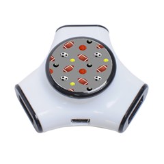 Balltiled Grey Ball Tennis Football Basketball Billiards 3-port Usb Hub by Mariart