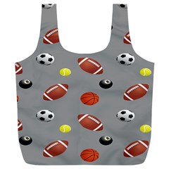 Balltiled Grey Ball Tennis Football Basketball Billiards Full Print Recycle Bags (l)  by Mariart