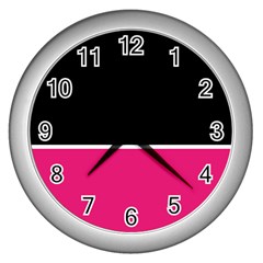 Black Pink Line White Wall Clocks (silver) 
