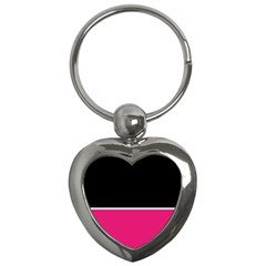 Black Pink Line White Key Chains (heart)  by Mariart