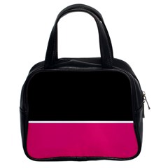 Black Pink Line White Classic Handbags (2 Sides)