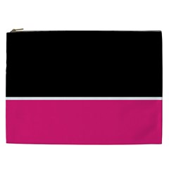 Black Pink Line White Cosmetic Bag (xxl)  by Mariart