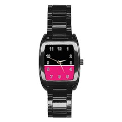 Black Pink Line White Stainless Steel Barrel Watch by Mariart