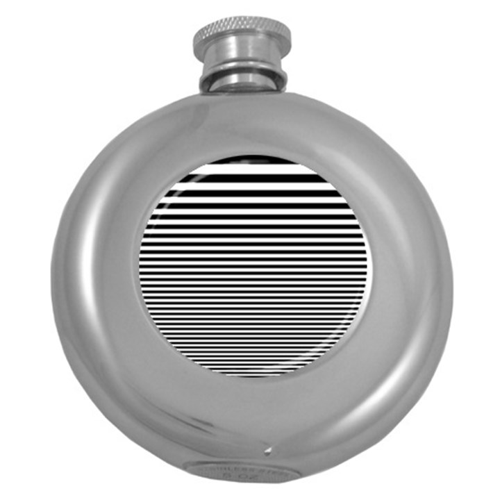 Black White Line Round Hip Flask (5 oz)