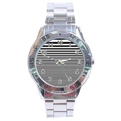 Black White Line Stainless Steel Analogue Watch by Mariart