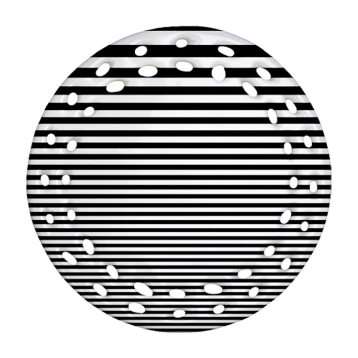 Black White Line Round Filigree Ornament (Two Sides)