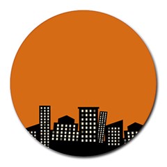 City Building Orange Round Mousepads