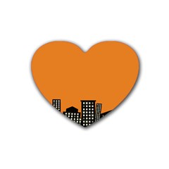 City Building Orange Rubber Coaster (heart) 