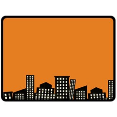 City Building Orange Fleece Blanket (large)  by Mariart